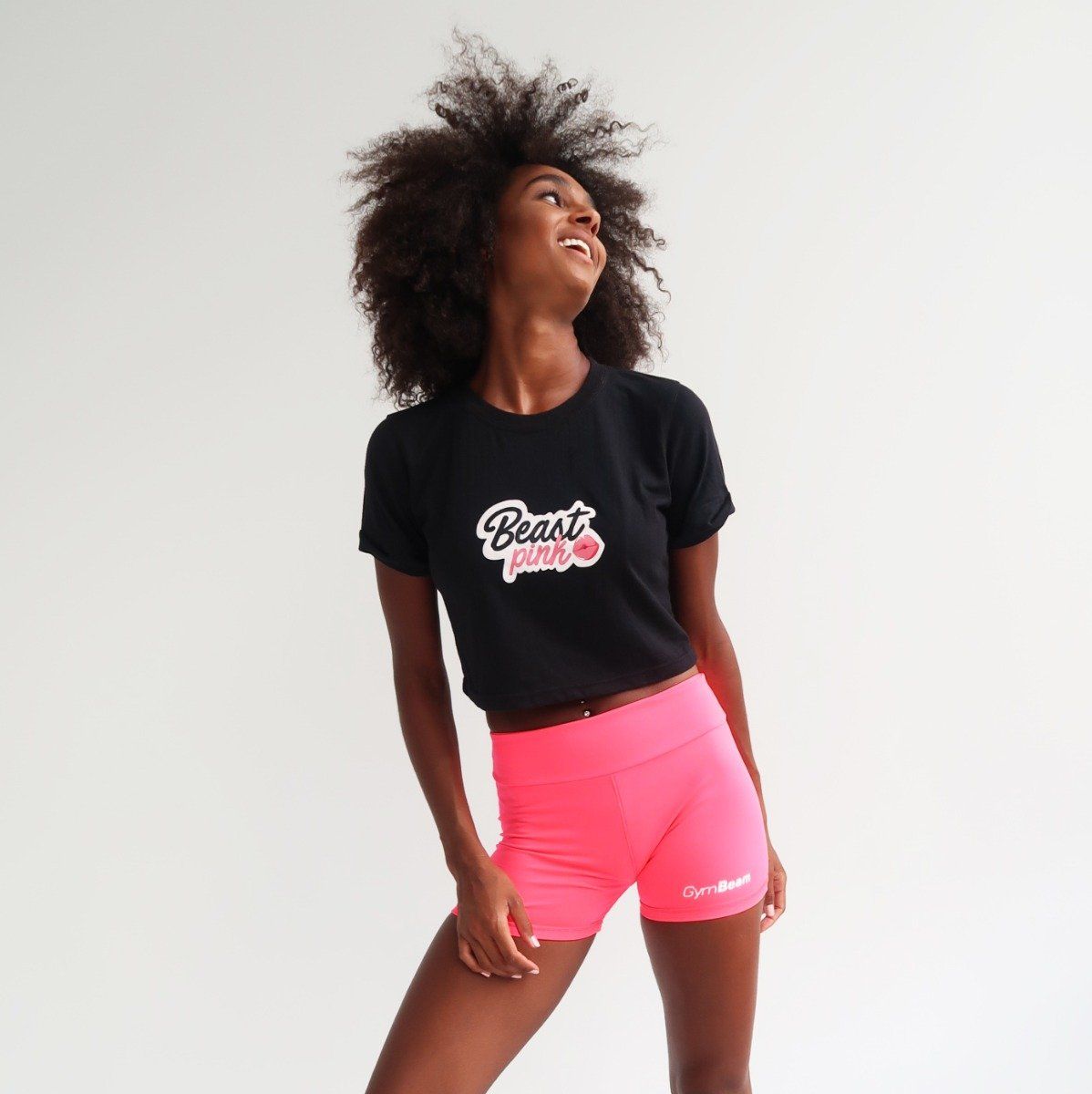 Dámské tričko CropTop Black - BeastPink